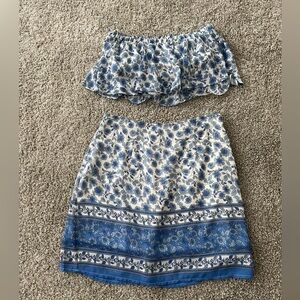 Floral 2 piece set - skirt and strapless top